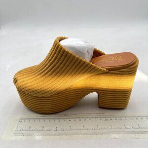 Pazzion Goldenrod Thick Platform Round Toe Mules Clogs Slip On Chunky Heel Shoe